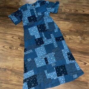 RRL Indigo Hattie Patchwork Midi Dress